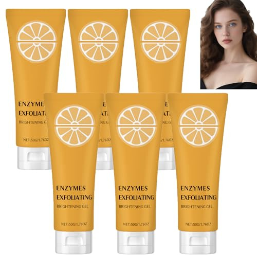 Apelsinenzym peeling-gel för ansikte och kropp, renande peeling-gel, ljusar upp huden och gör den mjuk, rengör porer, tar bort pormaskar och döda hudceller, uppfriskande (6 st)