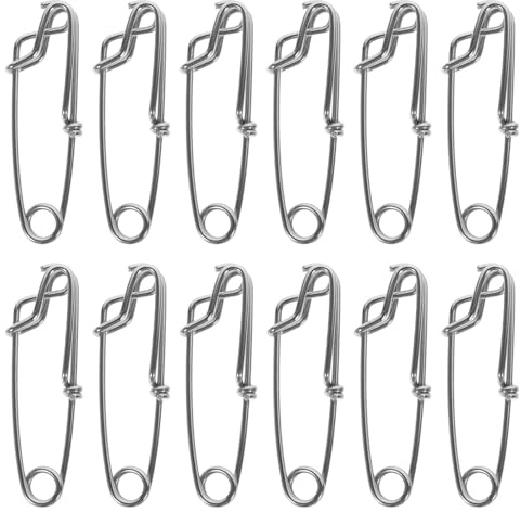 Healvian Lot de 12 Agrafes à Œillet Fermé 18X60 MM en Acier Inoxydable Mousquetons Pivotants Haute Résistance pour Pêche en Mer Connecteurs Rapides Compatibles Palangre et Leurres de