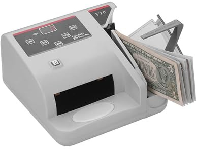 Mini contador de dinero portátil | Máquina de conteo de billetes de moneda mundial con detección de falsificaciones UV/MG/WM, contador de billetes de efectivo