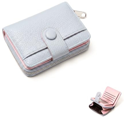 MIAOYIMIZWJ Small Purses for Women, Wallet with Zipper Coin Pocket & Multiple Compartments, Small Card Wallet with ID Window for Ladies, Ideal Gift for Her (Gray)
