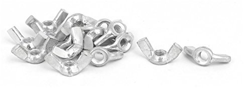sourcing map 15pcs Écrou Papillon 6mm filetage femelle métal attaches Ecrou à Ailettes écrou à oreille ton argent