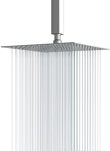 Lordear Rain Shower Heads High Pressure, Rainfall Showerhead for Bathroom Fixed Mount, 16 Inch Large Square High Flow Shower Head (Chrome)