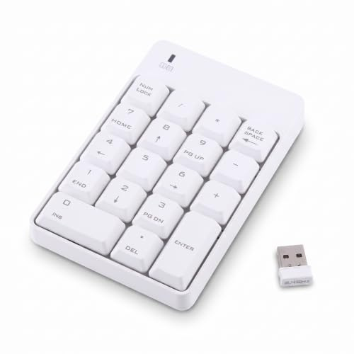 USB-numeriskt tangentbord, 2,4 GHz trådlöst USB-numeriskt tangentbord, 18 tangenter för bärbar dator, vit (vit)