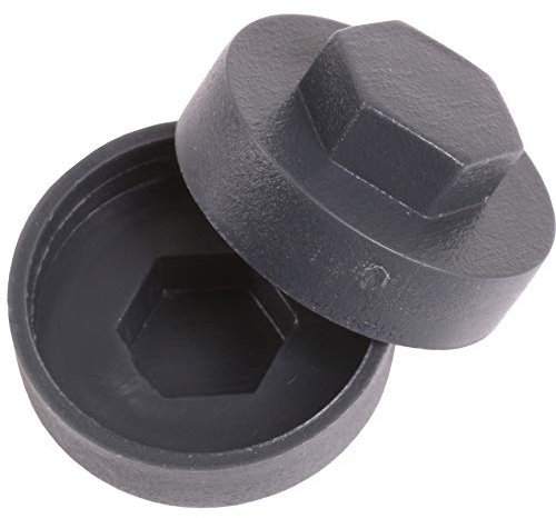 White Hinge 200x Dark Grey/Anthracite Hex TEK Roofing Cover Caps for 16mm Washer/Coverage & 8mm Recess