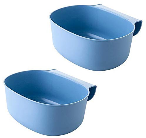2Pcs Coupelle Collecte Déchets Cuisine - Bac Poubelle Collecteur pour Plan de Travail - Récipient à Accrocher - 21 x 17,8 x 9cm (Bleu)