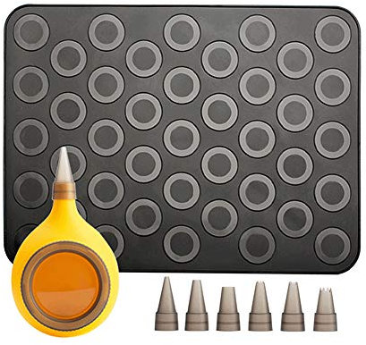 Kit De Tapis De Macaron En Silicone Ensemble De Moules De Cuisson Avec Pot De Décoration Et Buses 6pcs