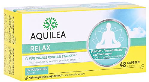 Aquilea Relax: Für innere Ruhe bei Stress, Nahrungsergänzungsmittel mit Baldrian, Passionsblume und Weissdorn, 48 Kapseln