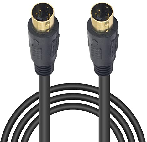 Poyiccot Cavo S-Video da 3 m, mini DIN 4 pin S-Video cavo maschio a maschio placcato oro connettore supporto trasferimento video per TV, S-VHS, videoregistratori, DVD, videocamere, schede video, 28AWG