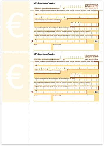 100 x SEPA Überweisung/Zahlscheine inkl. 2 Formulare je Vordruck, DIN A4, neutral - HU272