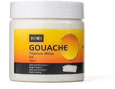 HIMI Gouache Refill Paints,White Color(200 ml Bottles), Non Toxic Paint for Canvas and Paper, Art Supplies for Professionals, Students(White)