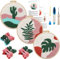 HAOCOO Punch Needle Kits - 3 Sets for Adults Beginners, Includes Fabric, Hoops, Yarns and Sewing Needles (Plants)