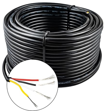 URCIANOW 22AWG 4 Core 0.32mm Cable 30M Low Voltage | Long Run 30M 4 Core Cable, 0.32mm² Stranded Tinned Copper, for Caravans, Boats & Large Area LED Installations