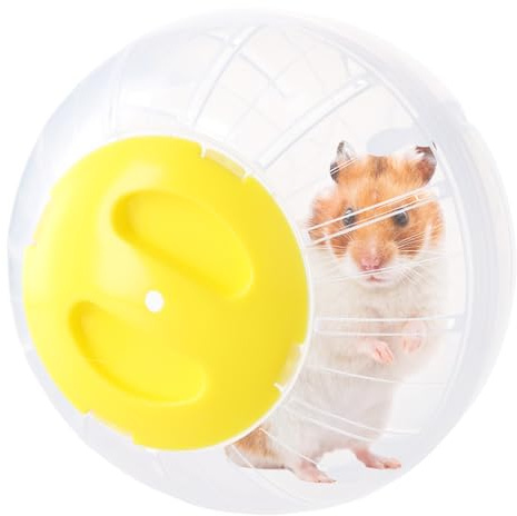 Boule Hamster 14,5cm, Balle d'exercice pour Hamster, Transparent Roues D'exercices pour Petits Animaux, Ballon de Course pour Hamster, Gerbille, Cochon d'Inde, Hérisson Exercice (Jaune)