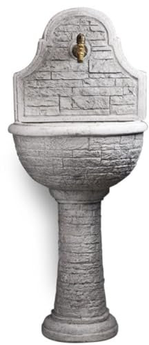 Casa Padrino Jugendstil Wandbrunnen Grau/Antik Messing H. 122 cm