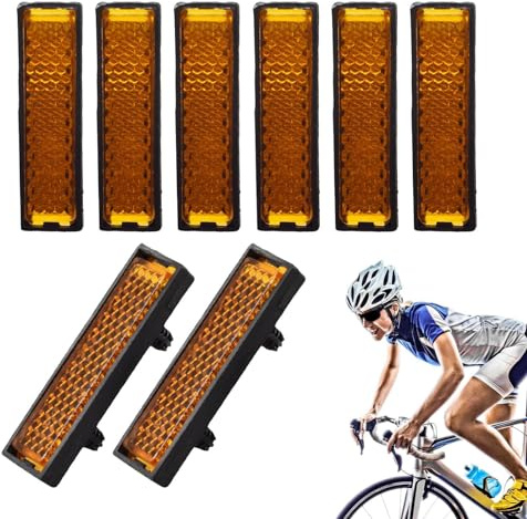 Genérico Reflectores de Pedales de Bicicleta, Reflector de Bicicleta de Montaña, 8 Piezas, Reflectante de Ciclismo Nocturno, Accesorio de Bici