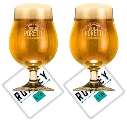 Roxley Angelo Poretti Schooner - 2 vasos de pinta de cerveza Lager Man Cave Lager X2 vasos de pinta fabricados en Reino Unido