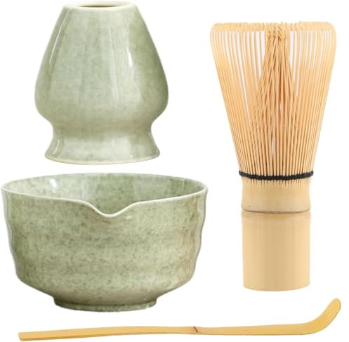 XPSSJMU , Matcha-Rührer, Matcha-Rührer, Matcha-Rührer-Set, Keramik-Matcha-Set inklusive Matcha-Schüssel mit Ausgießer, Matcha-Rührer-Ständer und Bambuslöffel, bestes Geschenk für Ihre Lieben