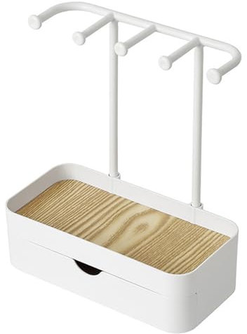 Jewelry storage box,necklace holder,hanging rack for necklaces,earrings,keys,small items shelf,jewelry storage display rack,storage box (White)