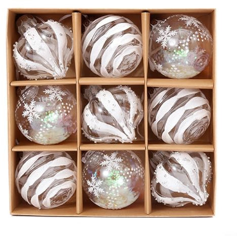 HEIBTENY Weihnachtskugeln 20 Stücke ∅ 8CM Weihnachtskugeln Plastik Für Weihnachtsdeko Mit Aufhängen Christbaumkugeln Christbaumschmuck Set Weihnachtsbaumkugeln (Weiß)