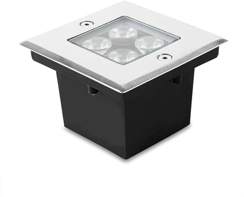 tyfuture Cuadrado Foco Empotrable De Suelo Exterior Lámpara Subterránea LED Impermeable IP66 Luz Empotrada En El Suelo AC85-265V para Jardín Camino Cubierta Terraza(Warm White,9W)