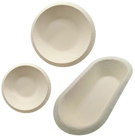 Bäckerei Spiegelhauer Gärkörbchen Set - 3er Set I Form Rund Groß 1kg + Rund Klein 500g + Oval 1kg I Holzschliff Brotform Gärkorb zum Brotbacken