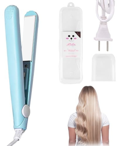 1 pz Piastre per Capelli, Piastra per Capelli 2 in 1, Mini Piastra Capelli, Piastra per Capelli in Ceramica Tormalina per Capelli da Viaggio con Scatola Protettiva, per Casa o Salone, blu