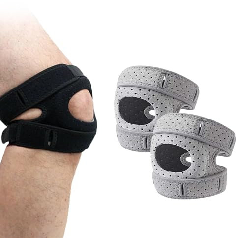 Generisch 2 Stück Kniebandage, Knee Braces, Verstellbare Kniebandage Zum Tanzen, Trainings-Knieschoner, Stabilisierende Kniehilfe, Knieschoner für Sportler Grau,L