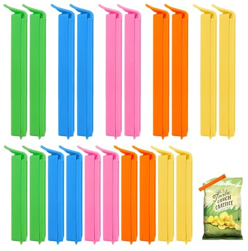 Astrumdex Pince Sachet Alimentaire 20PCS, Clips Étanches Réutilisables pour Emballage Cuisine, Bonbons Snack, 7.5/11cm Plusieurs Couleurs