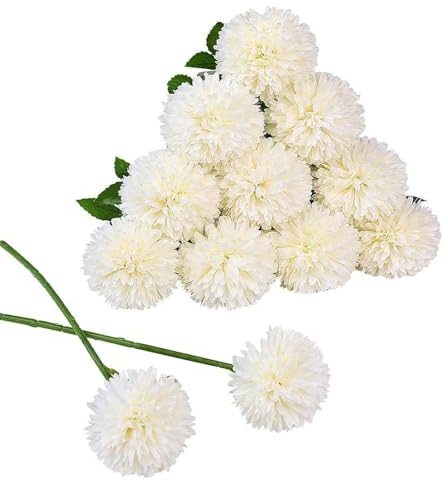GmwyCzV 12 stycken konstgjorda blommor, 29 cm, vit, konstgjord hortensia, enkel lång stjälk, konstgjorda blommor, för bröllop, trädgårdsdekoration, fest, kontor, heminredning