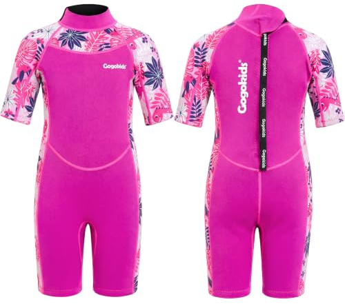 Gogokids Combinaison courte en néoprène pour enfant de 2 à 9 ans - 2 mm | Néoprène SCR de 2 mm de qualité supérieure pour plus de chaleur et de confort, avec fermeture éclair pratique dans le dos