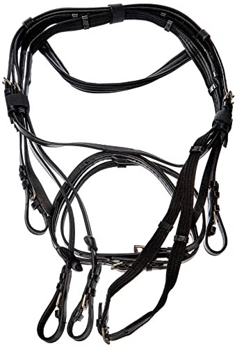 Covalliero Trensenzaum Standard, Zaumzeug, Reitzaum, schwarz, Leder, Metall, Cob, Pferd, verstellbar, inkl. Gurtzügel