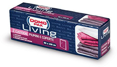Sacchetti Antipolvere per Coperte e Piumoni - Organizza il Tuo Armadio e Proteggi la Biancheria - 2 Buste Trasparenti 80x108cm - Domopak Living