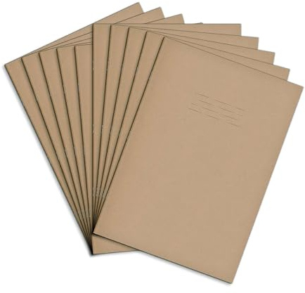 Rhino A4 Exercise Books, 64-Page/Blank Paper Notebook, 10-Pack, Office & School Stationery Supplies, Buff