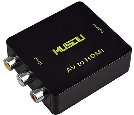 Musou Convertitore AV a HDMI Adattatore RCA to HDMI 1080p Mini CVBS Composito a HDMI Video Audio Convertitore per TV PC PS3 Blue-Ray DVD BOX SKY HD VHS VCR