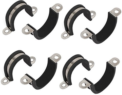 uxcell 8Stk 28mm Dmr. Gummi Gefüttert U Form 304 Edelstahl Kabelklemme Rohrclip Schwarz DE