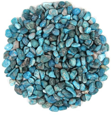 Mini Pierres polies de Apatite bleue Crystal, Apatite bleue Naturel de 500 g, Petite Passée Chips écrasé Pierre Guérison Reiki Cristal Bijoux Décoration de la Maison