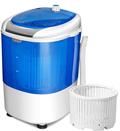 RELAX4LIFE Mini Lavatrice con Centrifuga e Timer, Micro Lavatrice Con Lavaggio Semi-Automatico, con Capacità 2 kg, Portatile per Viaggi e Vacanze, 37 x 35 x 51 cm