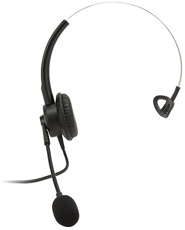 Telephone Headset, VT200 Crystal Head Customer Service Headset Single Ear Type, Noise Canceling Corded Phone Headset with Volume Control & Flexible Mic, All Day Comfort