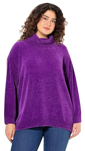 Ulla Popken Chenille-Pullover, Oversized, Stehkragen, Langarm Suéter pulóver, Morado Oscuro, 56/58 ES para Mujer