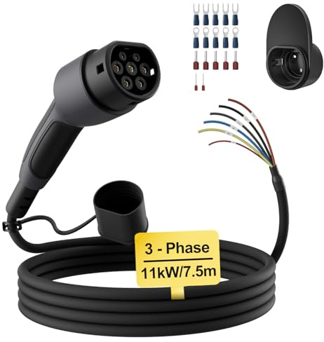 dé Typ 2 Ladekabel offenes Ende 11kW [7,5m| 16A| 3-Phasen] Ladekabel Typ 2 offenes Ende für 11kW Wallbox Ersatzkabel