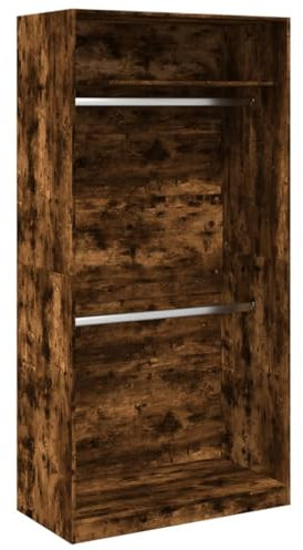 vidaXL Klädskåp rökfärgad ek 100x50x200 cm konstruerat trä, hatthyllor, klädstång, klädförvaring, klädskåp, klädstänger, jackhängare, garderob