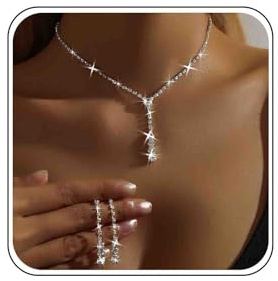 TseenYi Kristall bröllop örhängen och halsband set, guld strass rosett halsband, dinglande örhängen kubisk zirkonia tofs, kostym set examen brud, Zink, Ej tillämpligt