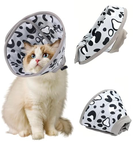 GIUSOBG Halskrause Katze, Faltbaren Weicher Schutzkragen Katze Katzenkragen, Einstellbarer Halskrause Katze Halsband für Welpen,Hunde und Katzen (Asche, 10-13 cm)