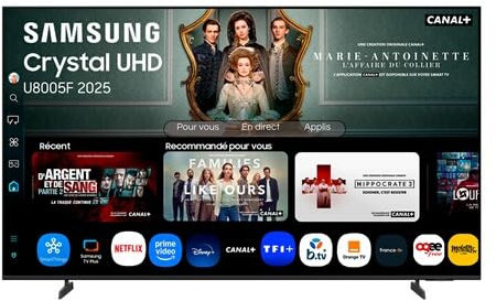 Samsung TV 55 Pulgadas Crystal UHD U8005 4K Smart TV, Colores increíbles con Crystal Processor 4K, Escucha Todos los Altavoces con Q-Symphony, Datos protegidos Knox Security y Gaming Hub