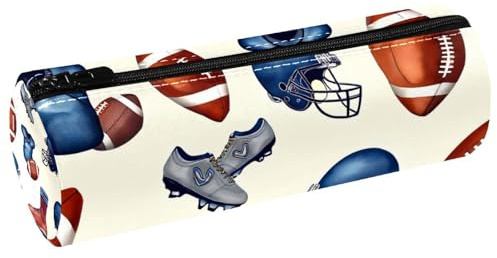 VAPOKF American Football Sport Helmets Shoes Leather Barrel Pen Pencil Case Coin Purse Cosmetic Makeup Bag for Student Stationery School Office Storage