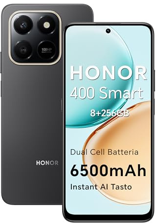 HONOR 400 Smart 4G Smartphone Dual SIM NFC Android 15, 8+256GB, 108MP+2MP con Pulsante AI Telefono, 6500mAh Dual Cell Batteria, 6.77 Pollici 120 Hz Comfort Display, 5 stelle SGS&IP65, Velvet Black