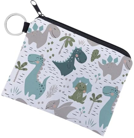 Coin Purse Girls Boys Cute Dinosaur Sloth Coin Bag with Zipper, Design Animal Small Wallet Card Key Ring Wallet, Portable Mini Coin Pouch, Kids Purse for Women Men (Dinosaurs)