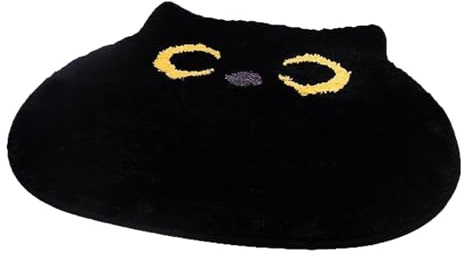 Alfombra de baño Divertida con diseño de Gatito Negro, 19.7 x 21.65 Pulgadas, Antideslizante, Lindo Felpudo para el hogar, Dormitorio, Inodoro, Ducha, decoración del Suelo