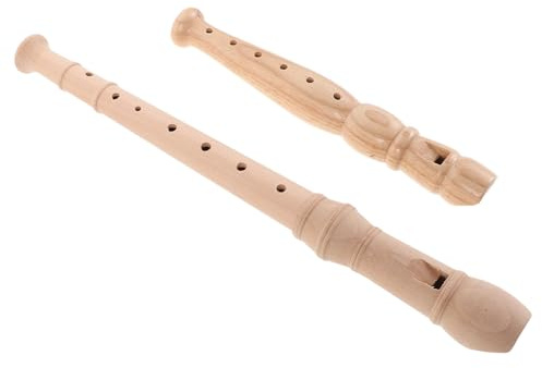 LALADEFIEE Flauto Soprano Tedesco in Legno 8 Fori Per Principianti 2 Pezzi Set Strumento Musicale Educativo Per Bambini e Adulti Scuola Pratica Portatile