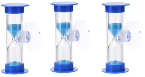 3Pcs Blue Toothbrush Timer for 2mins Sand Clock Timer 2 Minute Sand Timer, Plastic Suction Cup Hourglass Sandglass Desktop Ornament Party Favors